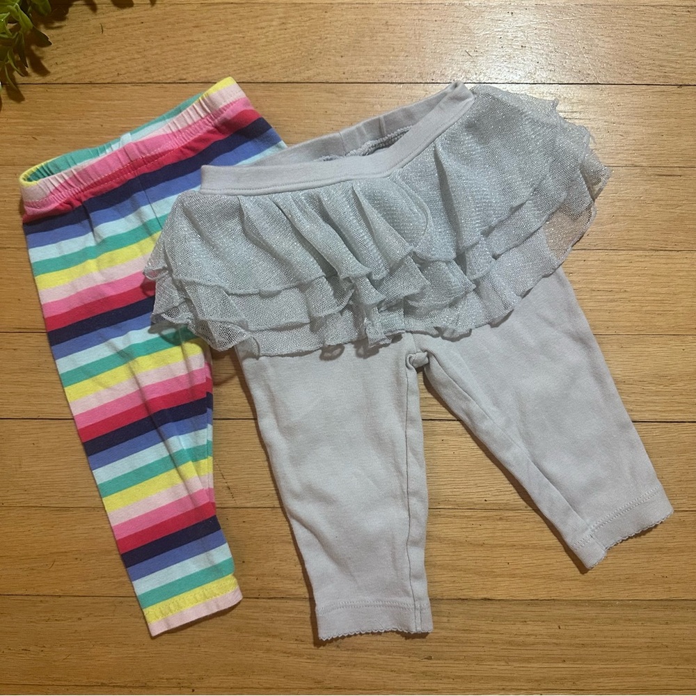 2/$10 Sale! Carter’s Gray Ruffle Pants and Striped Pants Size 6 Months
